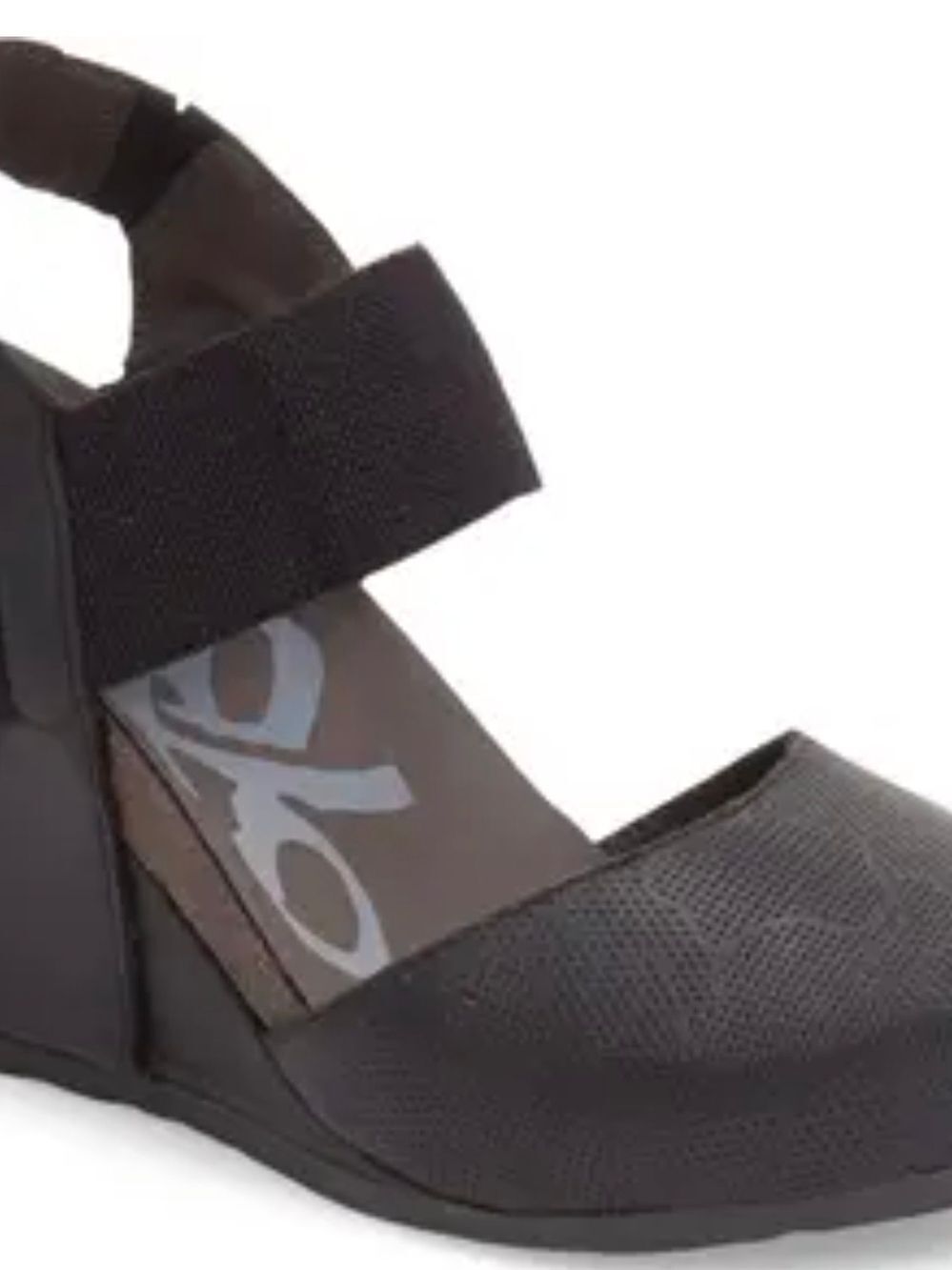 OTBT Black Textured Mary Jane Wedge with Elastic Strap